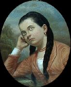 Almeida Junior Portrait of a young woman painting